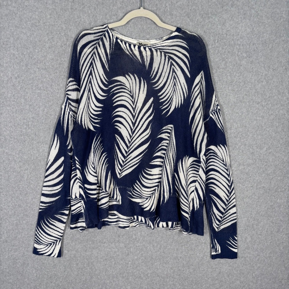 Show Me Your Mumu Sweater Small Navy White Bonfire Boca Palm Slouchy Thin Resort